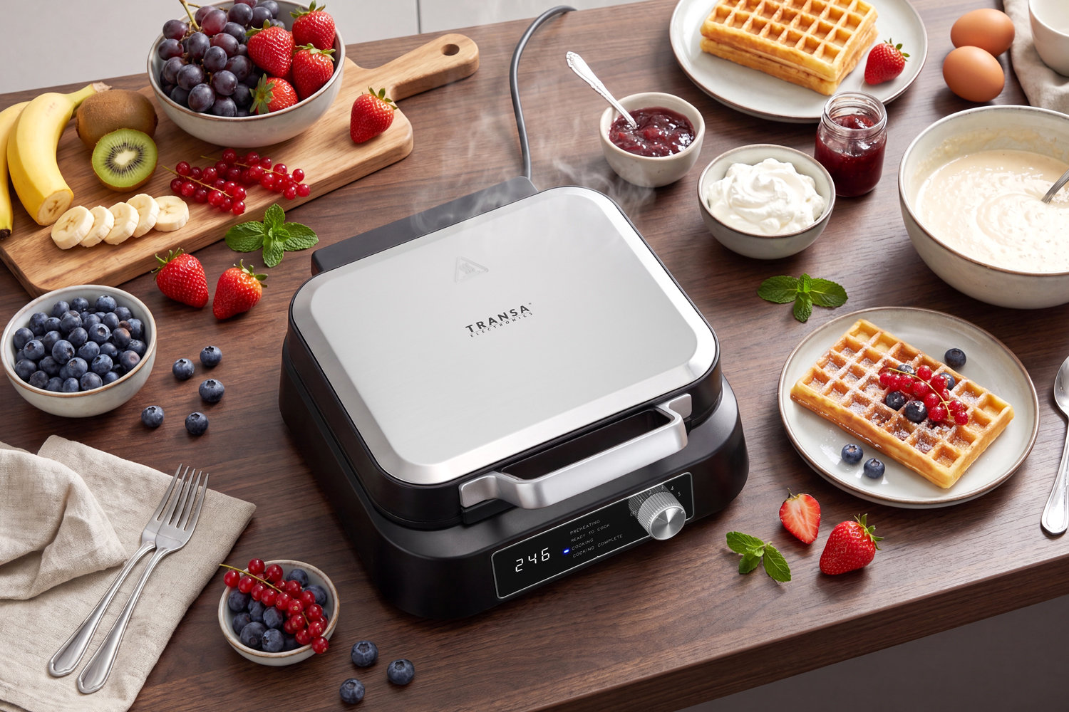 5 poziomów wypieczenia w gofrownicy SmartWaffles Transa Electronics